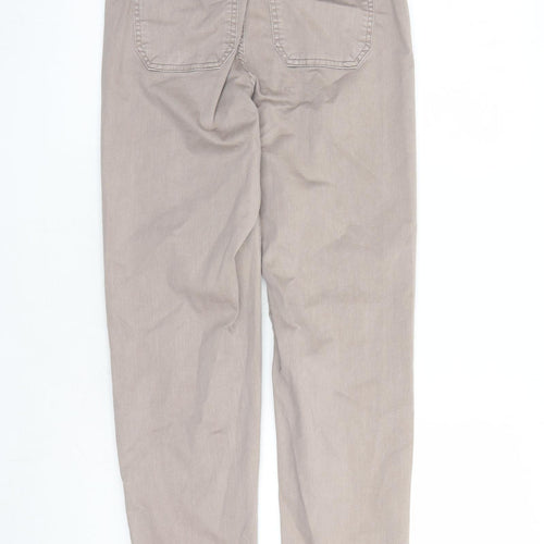 Marks and Spencer Womens Brown Cotton Straight Jeans Size 6 L30 in Regular Zip - Elasticated Waist Zip Detail On Ankle
