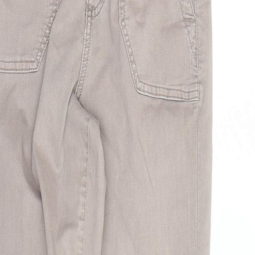 Marks and Spencer Womens Brown Cotton Straight Jeans Size 6 L30 in Regular Zip - Elasticated Waist Zip Detail On Ankle