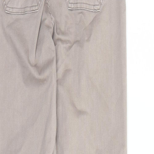 Marks and Spencer Womens Brown Cotton Straight Jeans Size 6 L30 in Regular Zip - Elasticated Waist Zip Detail On Ankle