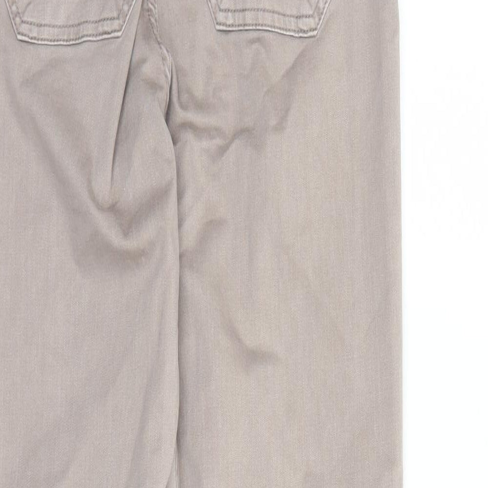 Marks and Spencer Womens Brown Cotton Straight Jeans Size 6 L30 in Regular Zip - Elasticated Waist Zip Detail On Ankle