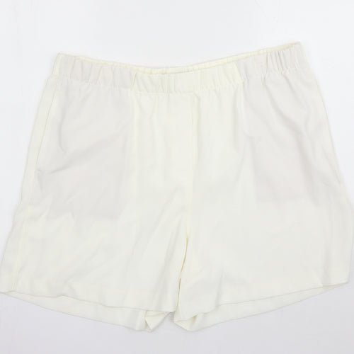 Marks and Spencer Womens Ivory Polyester Bermuda Shorts Size 20 L5 in Regular - Elasticated Waist