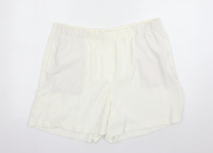 Marks and Spencer Womens Ivory Polyester Bermuda Shorts Size 20 L5 in Regular - Elasticated Waist