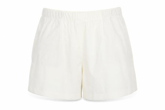 Front view of Marks & Spencer women’s ivory polyester bermuda shorts, size UK 20, 5-inch leg regular - elasticated waist