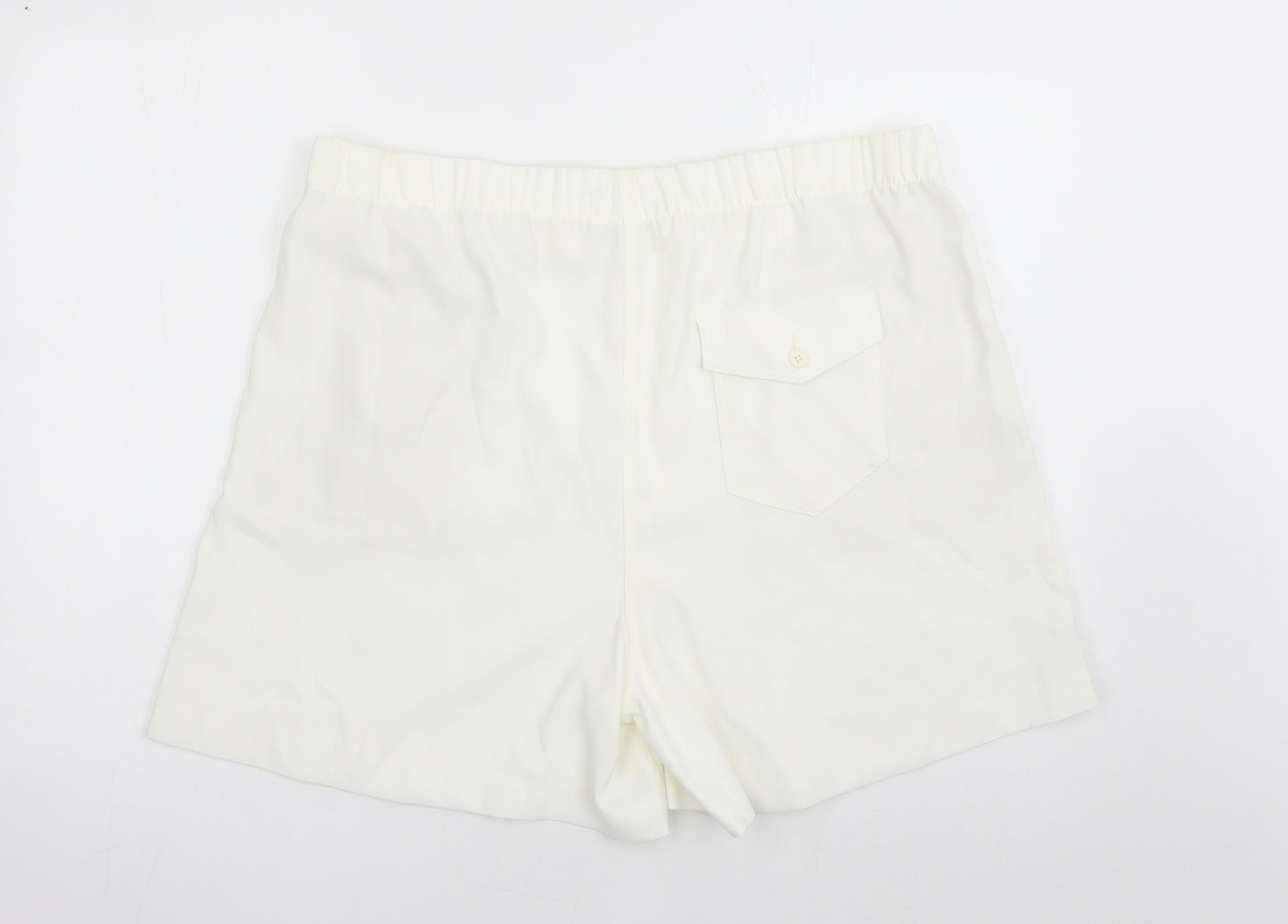 Marks and Spencer Womens Ivory Polyester Bermuda Shorts Size 20 L5 in Regular - Elasticated Waist