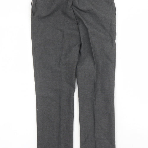 Marks and Spencer Boys Grey Polyester Dress Pants Trousers Size 10-11 Years L23 in Regular Zip - Elasticated Waist