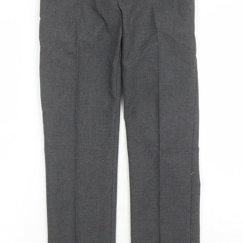 Marks and Spencer Boys Grey Polyester Dress Pants Trousers Size 10-11 Years L23 in Regular Zip - Elasticated Waist