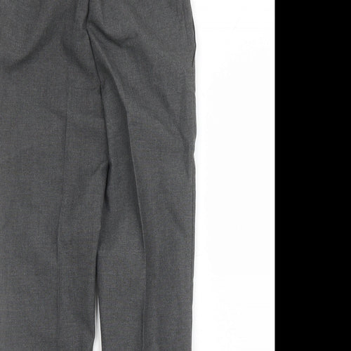 Marks and Spencer Boys Grey Polyester Dress Pants Trousers Size 10-11 Years L23 in Regular Zip - Elasticated Waist