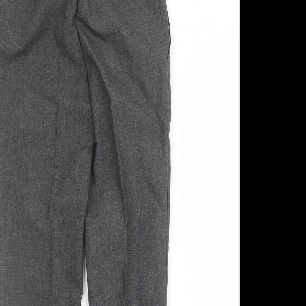 Marks and Spencer Boys Grey Polyester Dress Pants Trousers Size 10-11 Years L23 in Regular Zip - Elasticated Waist