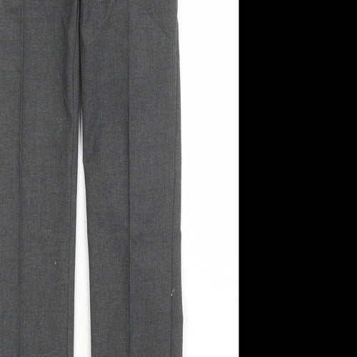Marks and Spencer Boys Grey Polyester Dress Pants Trousers Size 10-11 Years L23 in Regular Zip - Elasticated Waist