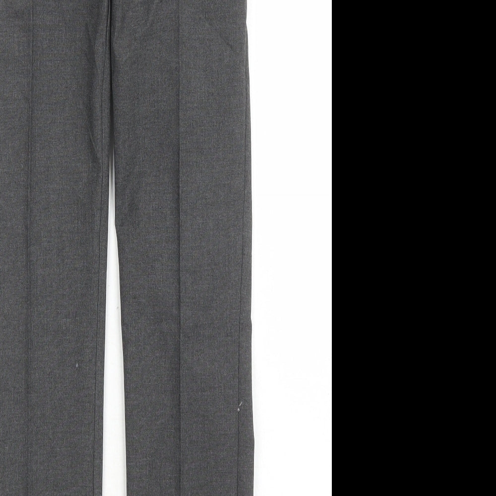 Marks and Spencer Boys Grey Polyester Dress Pants Trousers Size 10-11 Years L23 in Regular Zip - Elasticated Waist
