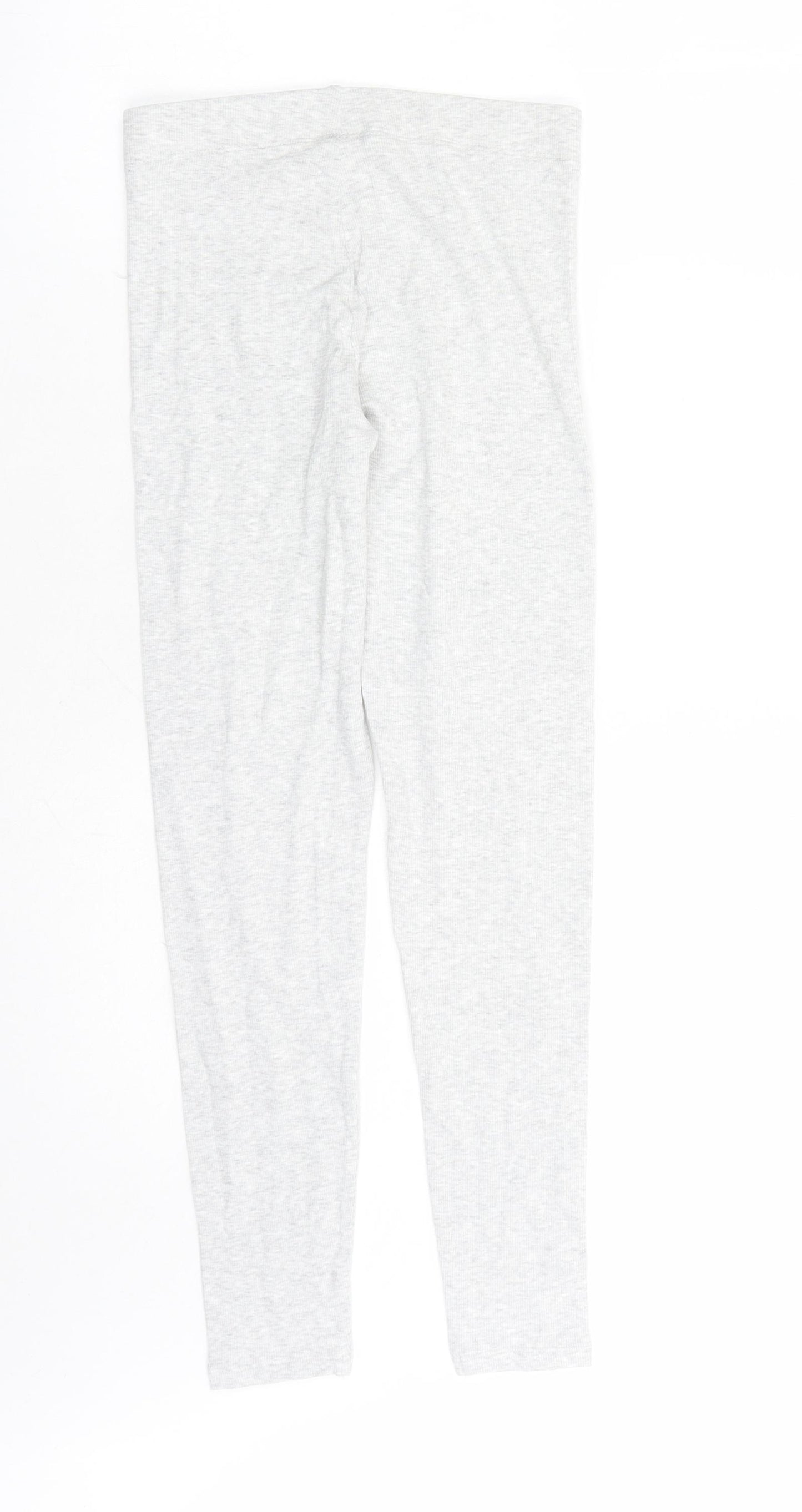 Marks and Spencer Girls Grey Cotton Carrot Trousers Size 13-14 Years L26 in Regular - Stretch