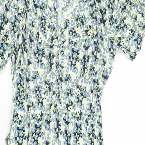 Marks and Spencer Womens Multicoloured Geometric Viscose Maxi Size 8 V-Neck Zip - Belted