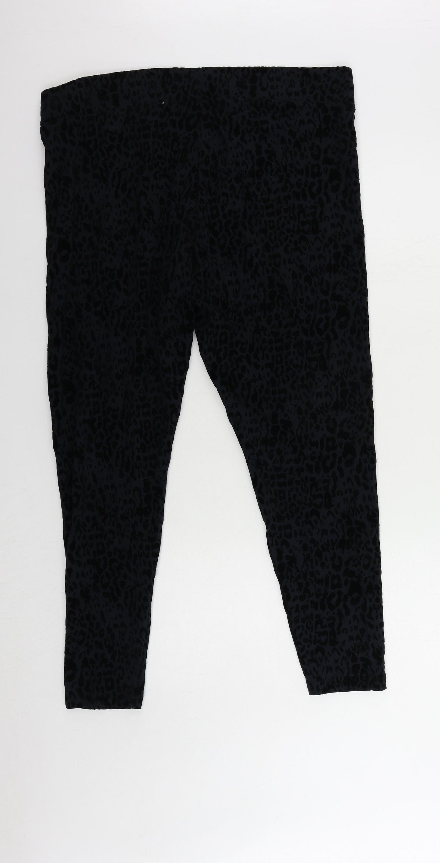 Marks and Spencer Womens Blue Animal Print Cotton Carrot Leggings Size 20 L28 in - Elastic Waist