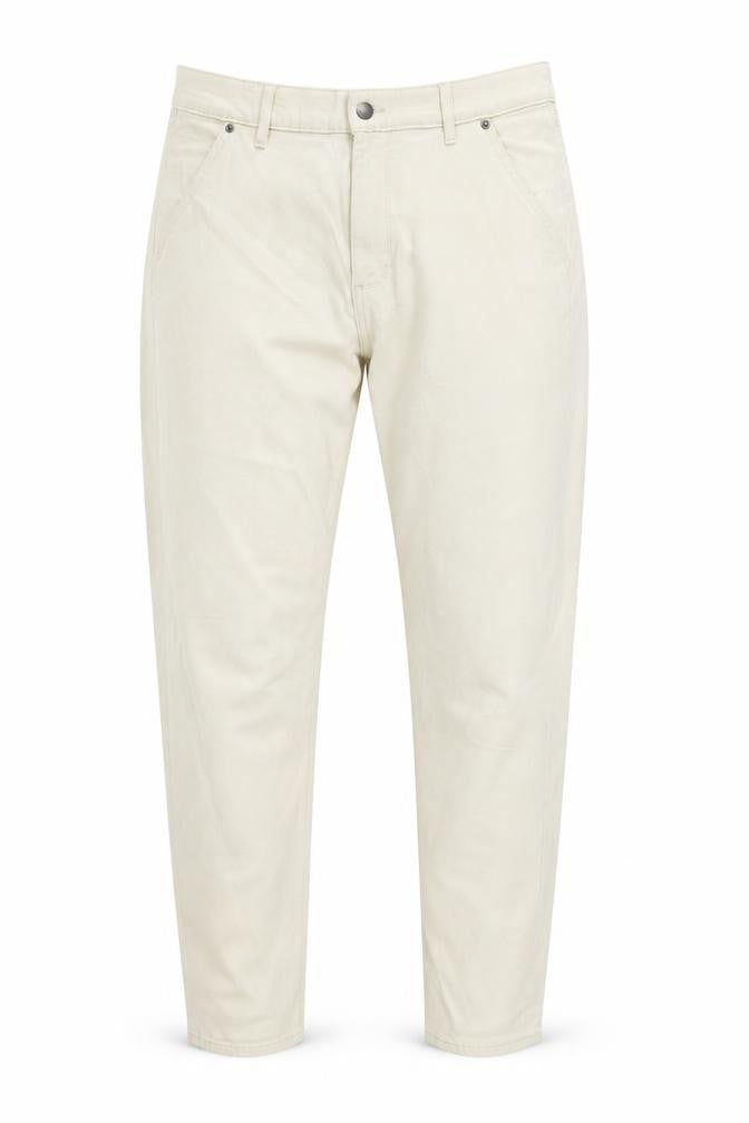 Marks and Spencer Womens Ivory Cotton Trousers Size 32 in L33 in Regular Button