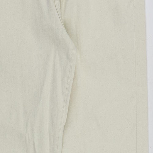 Marks and Spencer Womens Ivory Cotton Trousers Size 32 in L33 in Regular Button