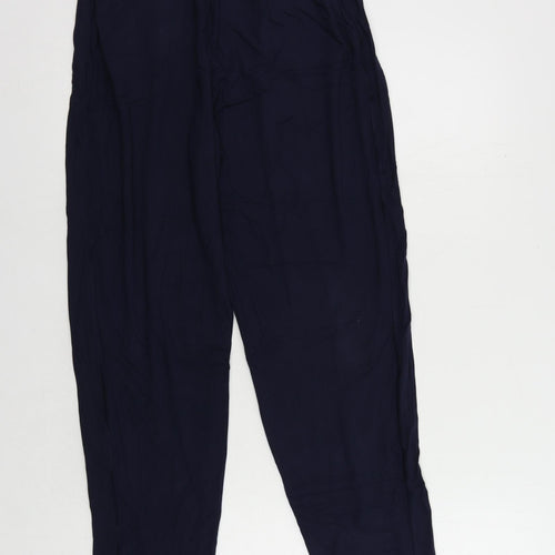 Marks and Spencer Womens Blue Viscose Jogger Trousers Size 8 L29 in Regular - Elastic Waist