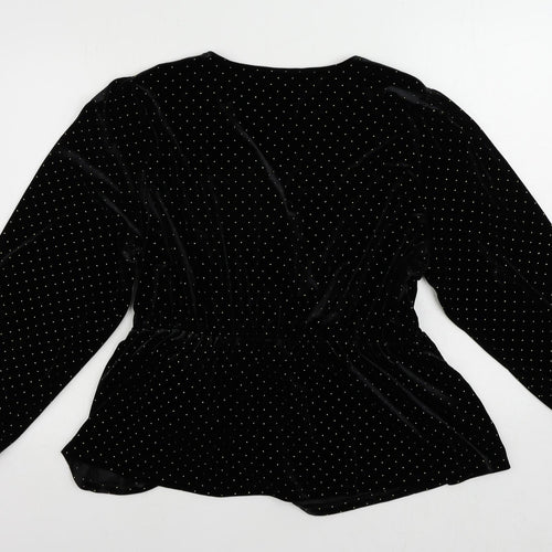 Marks and Spencer Womens Black Polyester Wrap Blouse Size 20 V-Neck - Studded