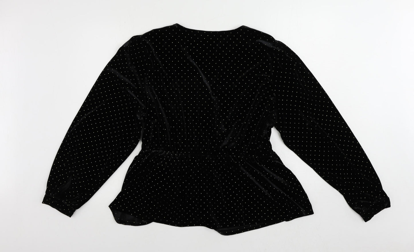 Marks and Spencer Womens Black Polyester Wrap Blouse Size 20 V-Neck - Studded