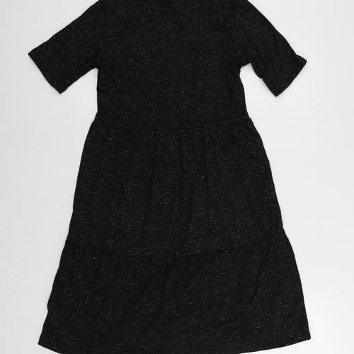 Marks and Spencer Womens Black Polyester T-Shirt Dress Size 8 Crew Neck Pullover - Glitter
