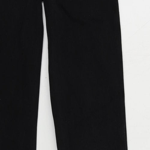 Marks and Spencer Womens Black Cotton Straight Jeans Size 8 L34 in Regular Zip - Rhinestone
