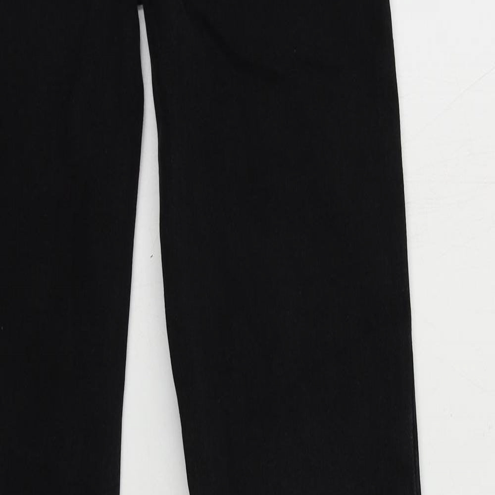 Marks and Spencer Womens Black Cotton Straight Jeans Size 8 L34 in Regular Zip - Rhinestone