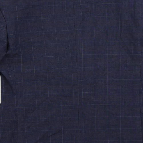Marks and Spencer Mens Blue Plaid Polyester Jacket Suit Jacket Size 36 Regular