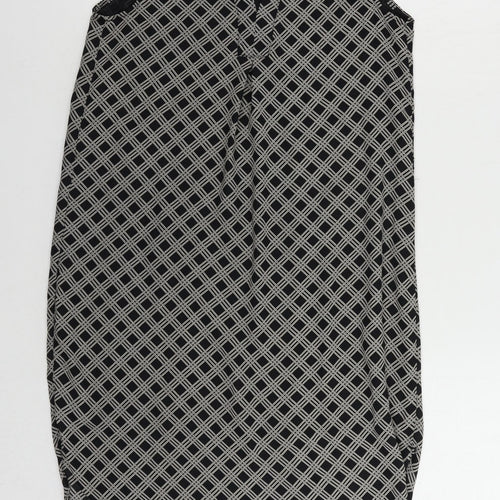 H&M Womens Black Geometric Polyester Shift Size 6 V-Neck Pullover