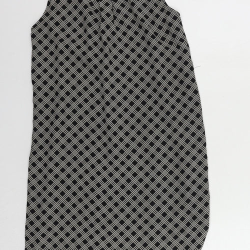 H&M Womens Black Geometric Polyester Shift Size 6 V-Neck Pullover