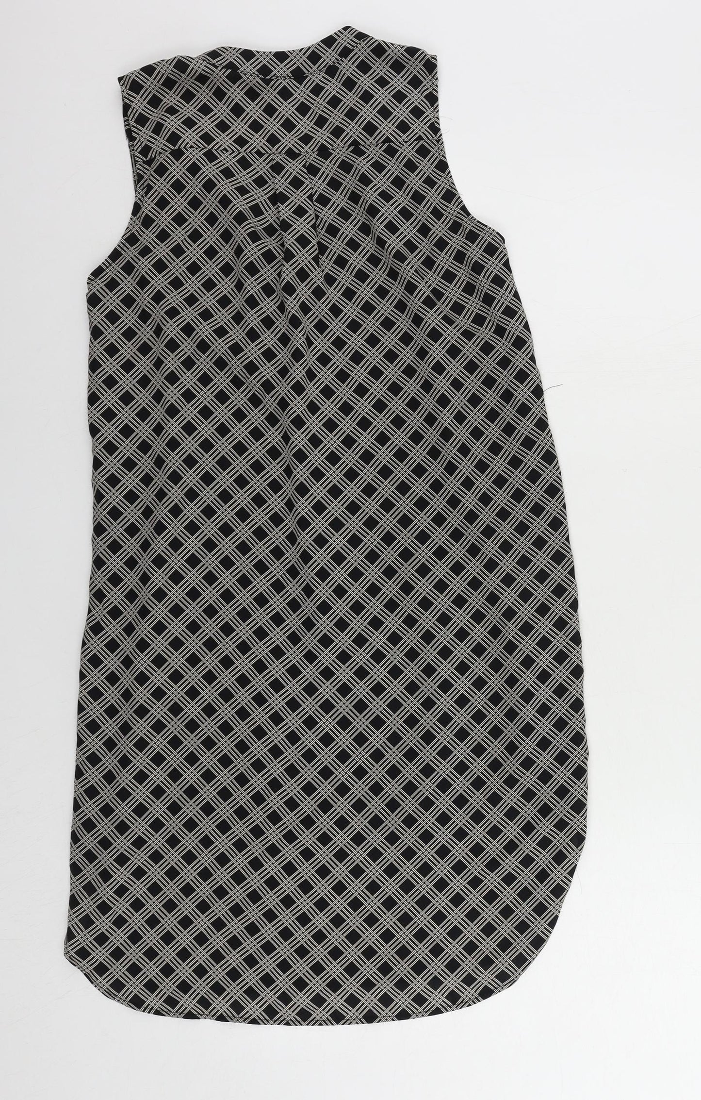 H&M Womens Black Geometric Polyester Shift Size 6 V-Neck Pullover