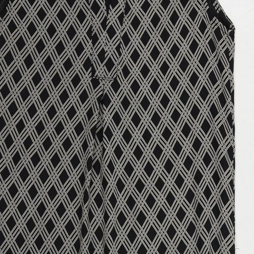 H&M Womens Black Geometric Polyester Shift Size 6 V-Neck Pullover