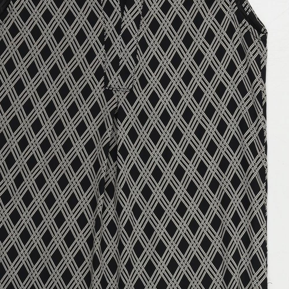 H&M Womens Black Geometric Polyester Shift Size 6 V-Neck Pullover