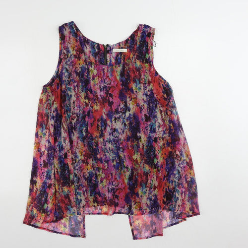Kaliko Womens Multicoloured Geometric Polyester Basic Tank Size 12 Boat Neck