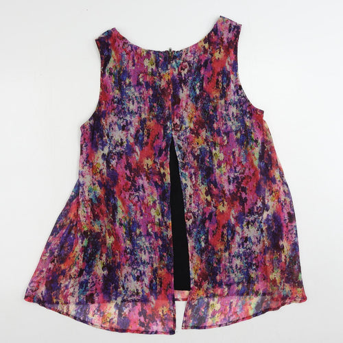 Kaliko Womens Multicoloured Geometric Polyester Basic Tank Size 12 Boat Neck
