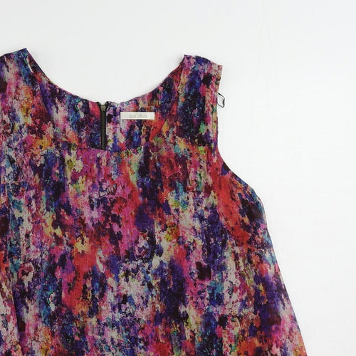 Kaliko Womens Multicoloured Geometric Polyester Basic Tank Size 12 Boat Neck