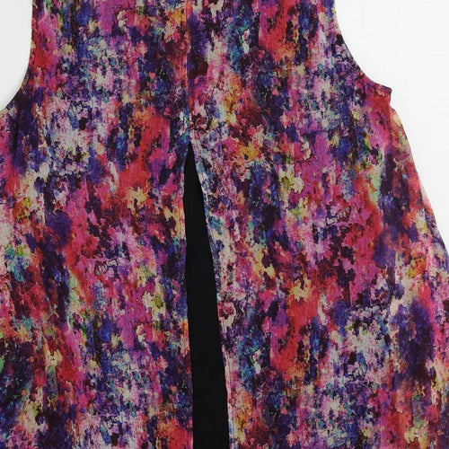 Kaliko Womens Multicoloured Geometric Polyester Basic Tank Size 12 Boat Neck