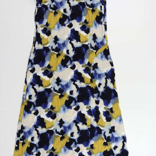 Marks and Spencer Womens Multicoloured Geometric Viscose A-Line Size 8 Round Neck Button