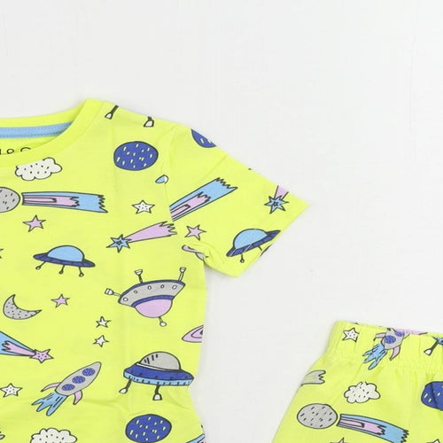 Marks and Spencer Baby Yellow Geometric Cotton Set Pyjama Set Size 18-24 Months Pullover - Space Print