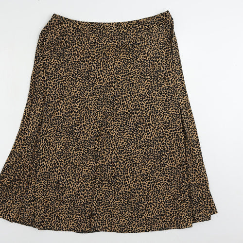 Oasis Womens Brown Animal Print Polyester A-Line Skirt Size XL - Elastic Waist