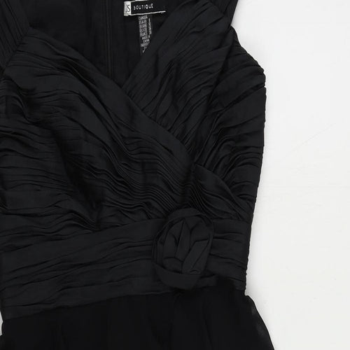 JS Boutique Womens Black Polyester A-Line Size 10 V-Neck Zip - Ruffle