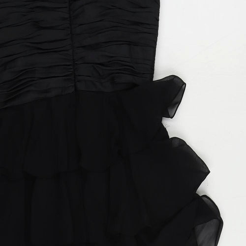 JS Boutique Womens Black Polyester A-Line Size 10 V-Neck Zip - Ruffle