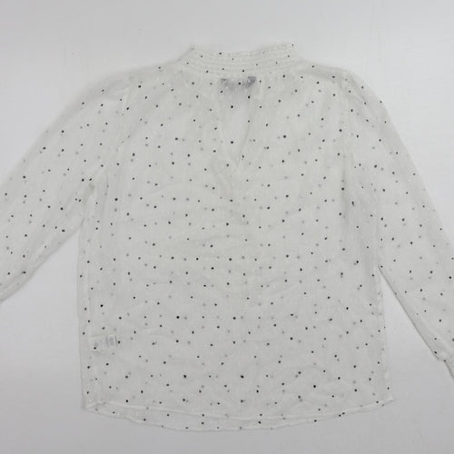 Marks and Spencer Womens White Geometric Polyester Basic Blouse Size 10 V-Neck - Sheer