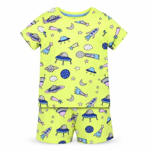 Marks and Spencer Baby Yellow Geometric Cotton Set Pyjama Set Size 18-24 Months Pullover - Space Print