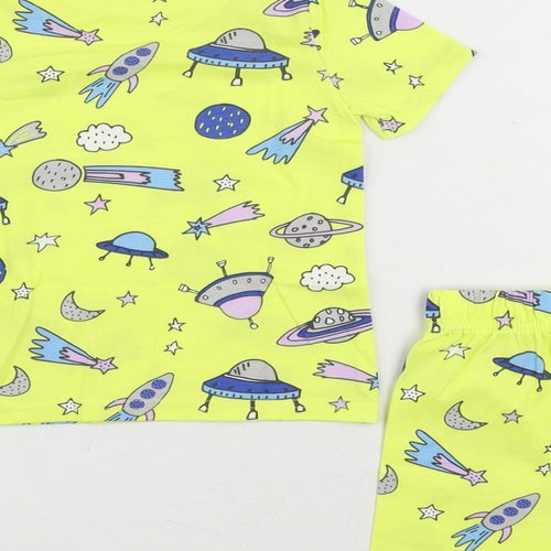 Marks and Spencer Baby Yellow Geometric Cotton Set Pyjama Set Size 18-24 Months Pullover - Space Print
