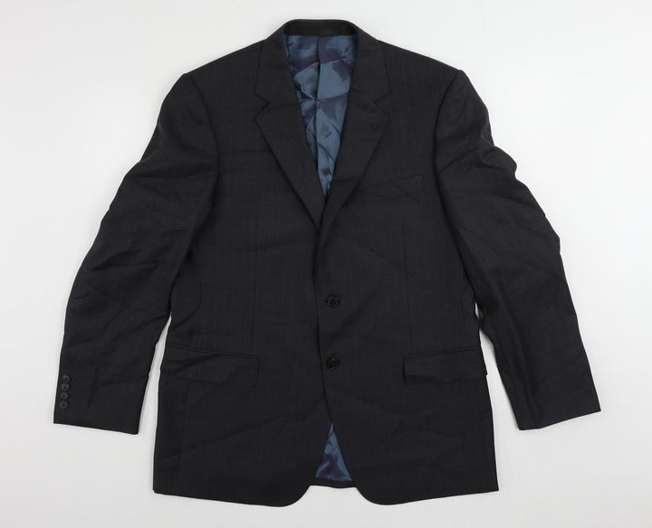 Marks and Spencer Mens Grey Striped Wool Jacket Suit Jacket Size 42 Regular