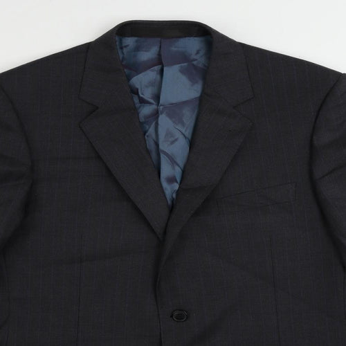 Marks and Spencer Mens Grey Striped Wool Jacket Suit Jacket Size 42 Regular