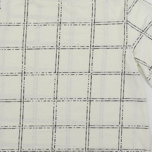 H&M Womens White Geometric Polyester Basic Blouse Size XS Boat Neck