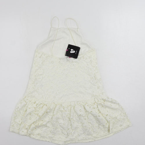 Very Womens Ivory Polyamide Mini Size 8 Square Neck Pullover - Backless