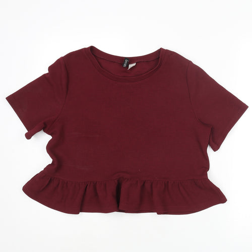 Divided by H&M Womens Red Polyester Basic Blouse Size M Round Neck - Peplum