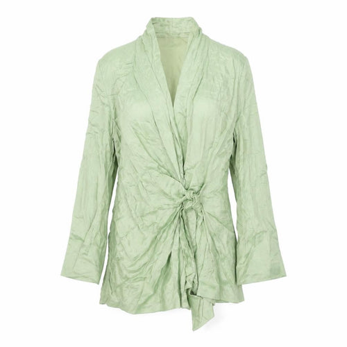 Zara Womens Green Viscose Wrap Dress Size L V-Neck Button