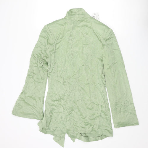 Zara Womens Green Viscose Wrap Dress Size L V-Neck Button